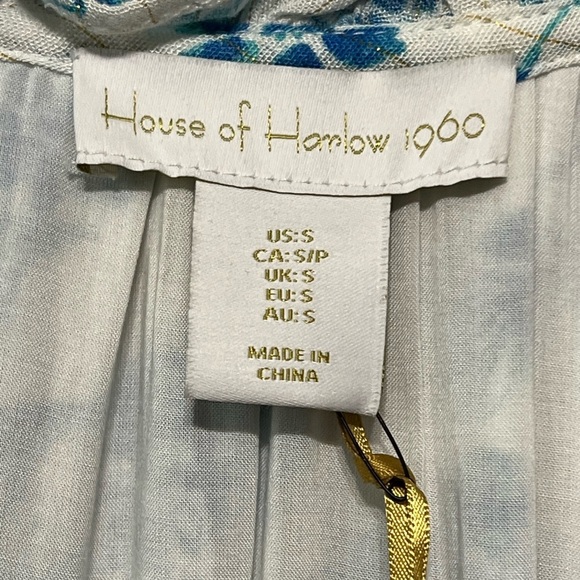 House of Harlow 1960 Floral Print Tassel Tie Dress V-Neck Long Sleeve Boho Mini - Picture 12 of 15